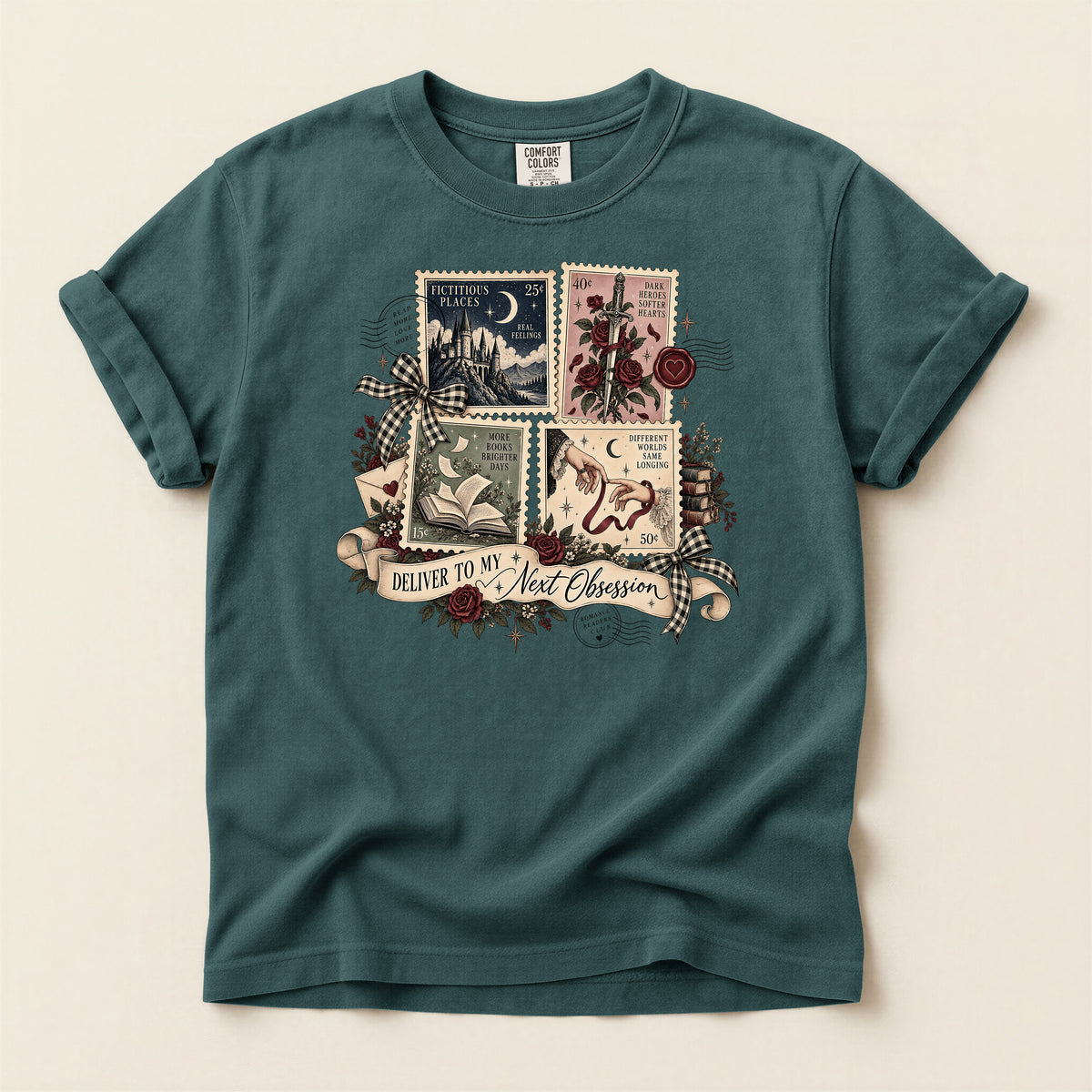Stamps T-Shirt — 'Deliver to My Next Obsession' Vintage Mystic Tee
