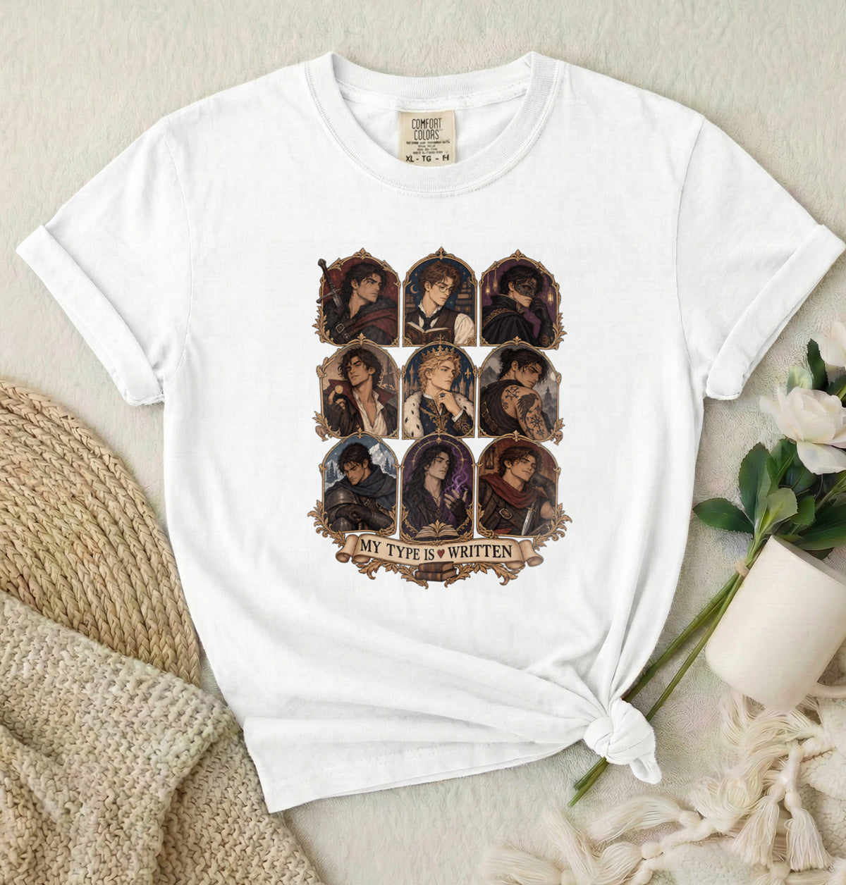 Character Portrait Tee — "My Type Is Written" Shirt