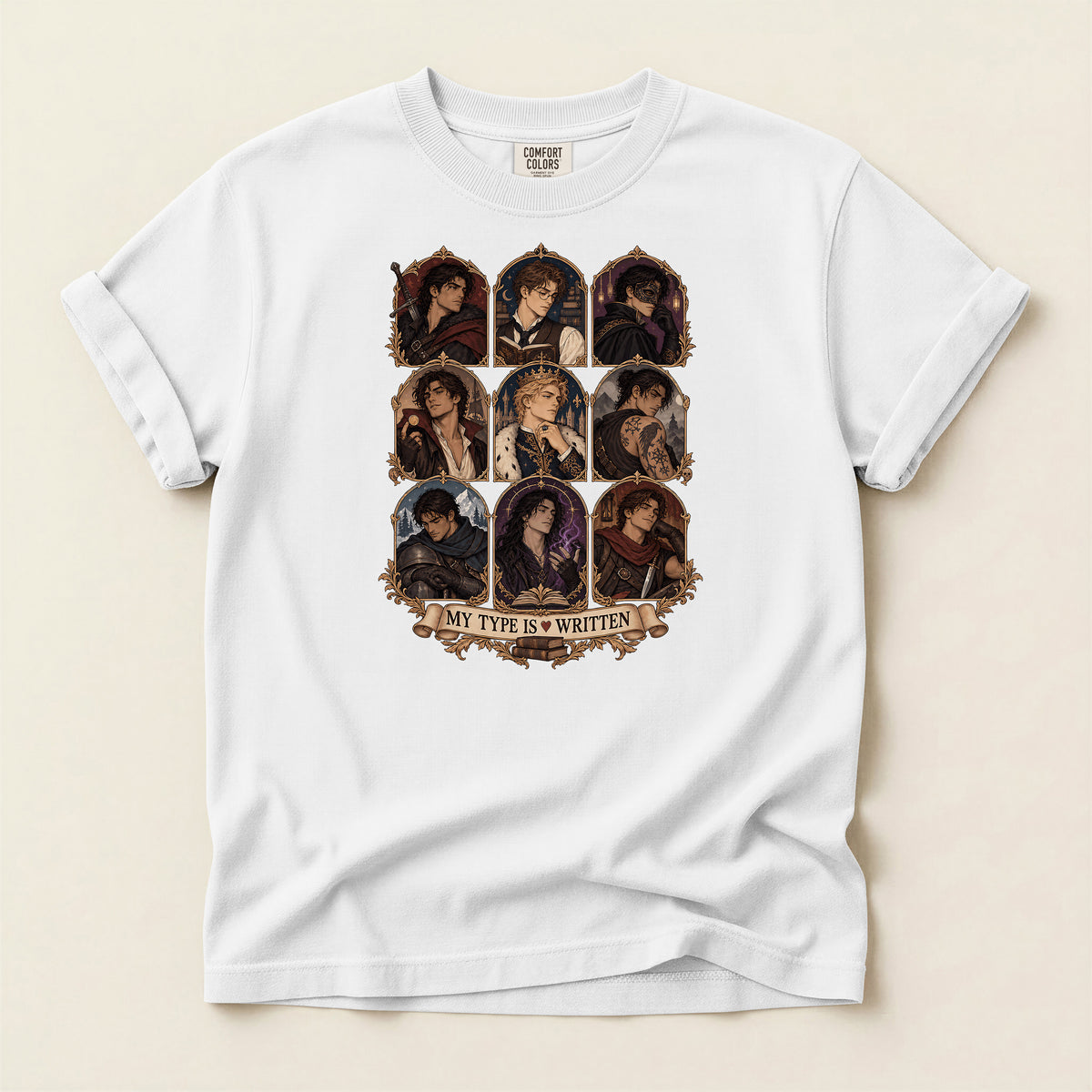 Character Portrait Tee — "My Type Is Written" Shirt