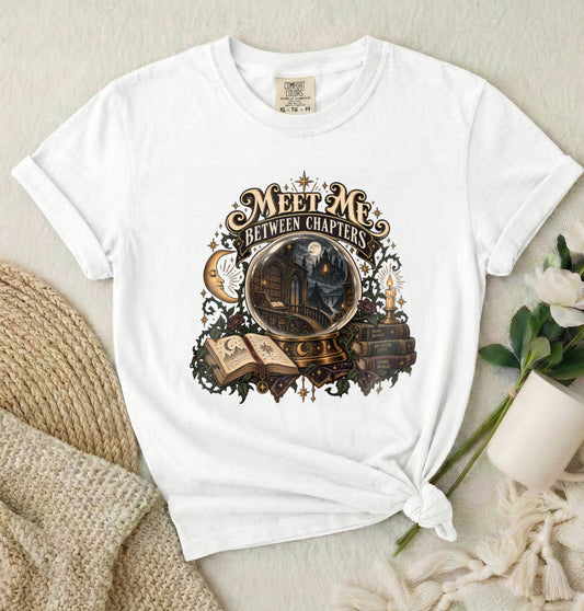 Meet Me Between Chapters T-Shirt — Vintage Book Lover Graphic Tee