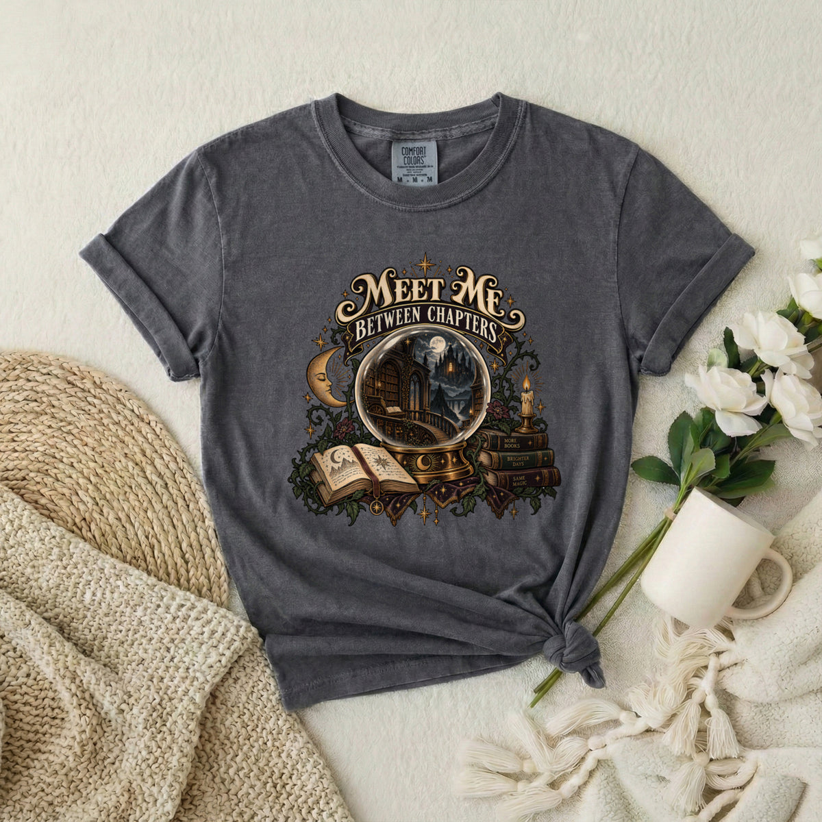 Meet Me Between Chapters T-Shirt — Vintage Book Lover Graphic Tee