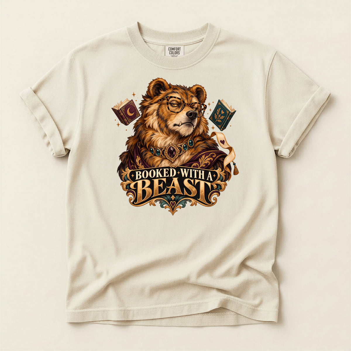 Booked With a Beast T-Shirt — Literary Bear Graphic Tee