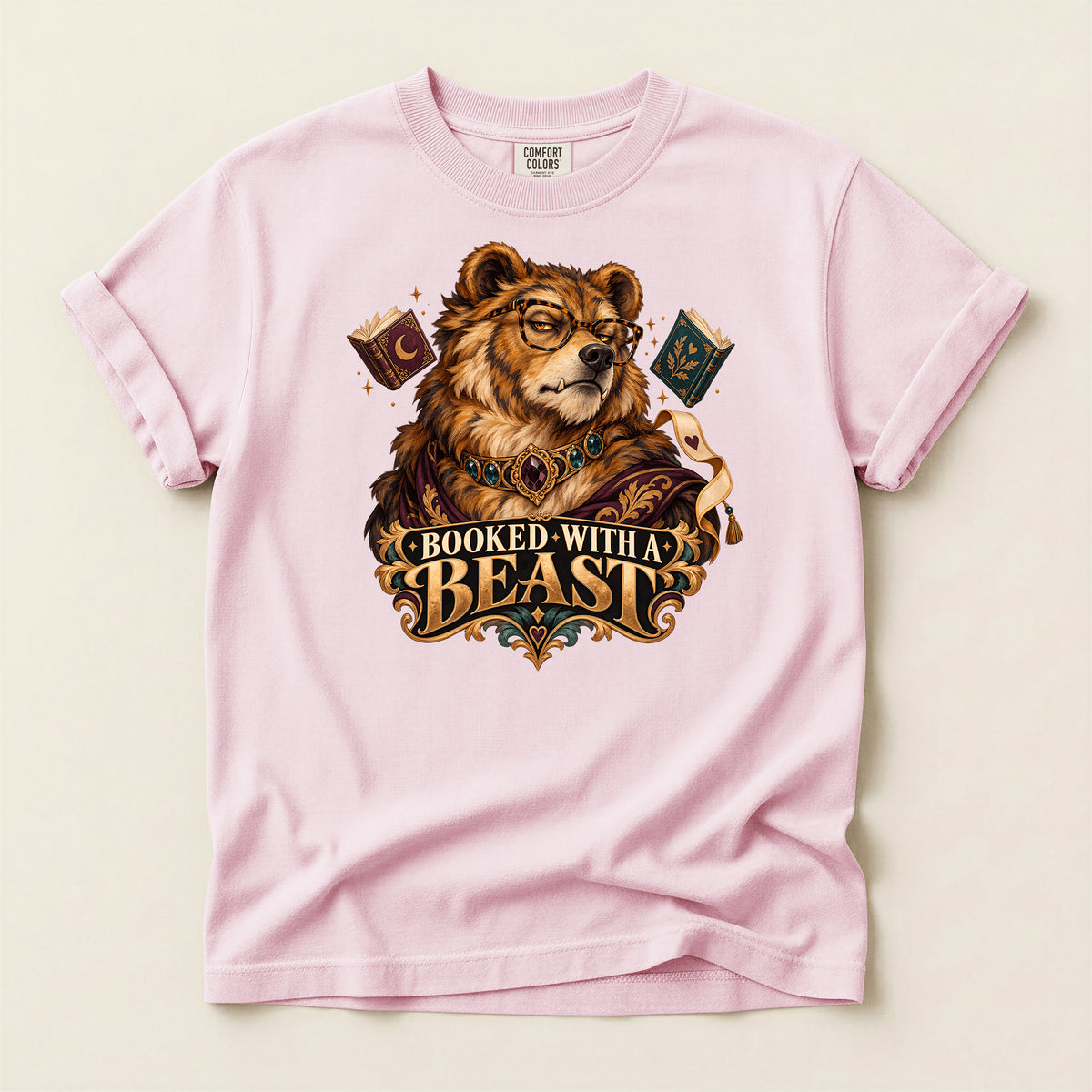 Booked With a Beast T-Shirt — Literary Bear Graphic Tee