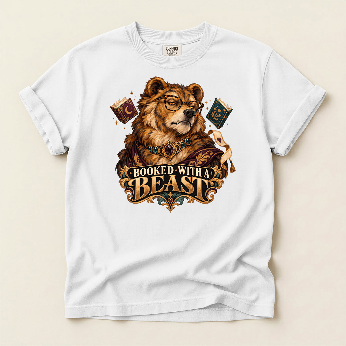 Booked With a Beast T-Shirt — Literary Bear Graphic Tee