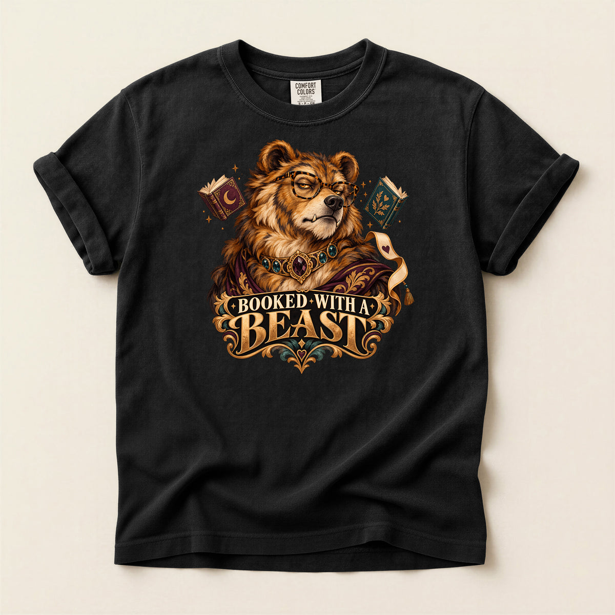 Booked With a Beast T-Shirt — Literary Bear Graphic Tee