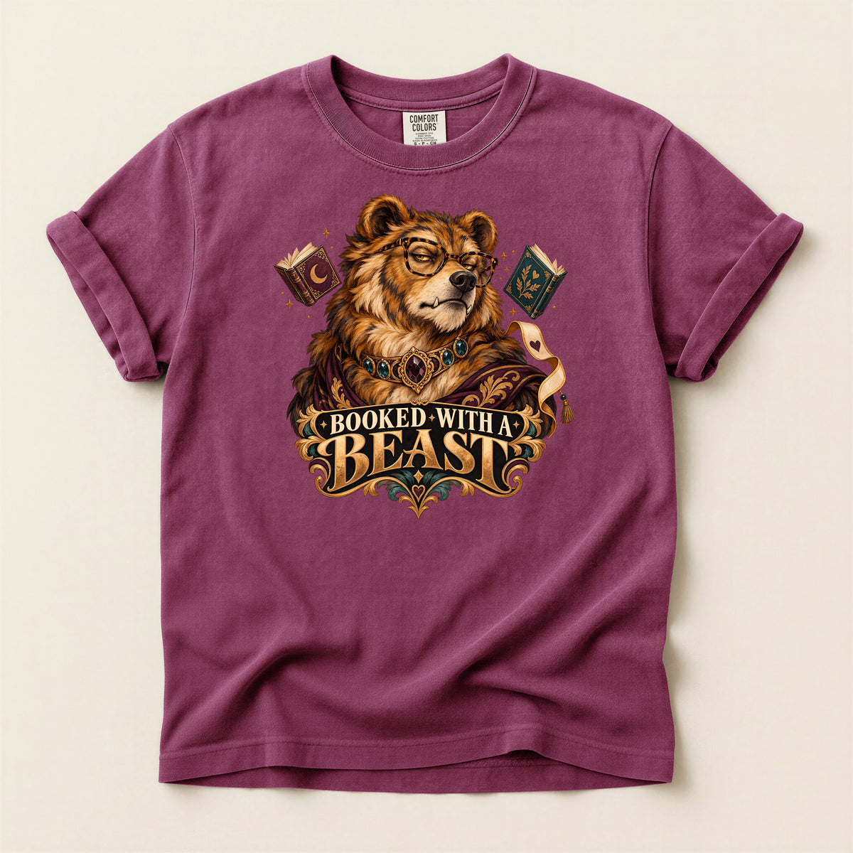 Booked With a Beast T-Shirt — Literary Bear Graphic Tee