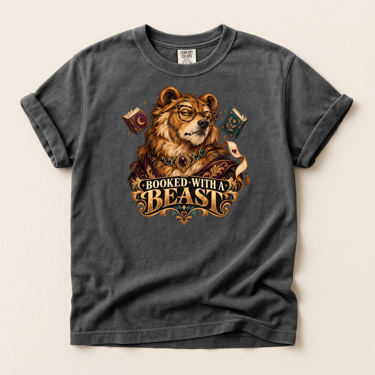Booked With a Beast T-Shirt — Literary Bear Graphic Tee