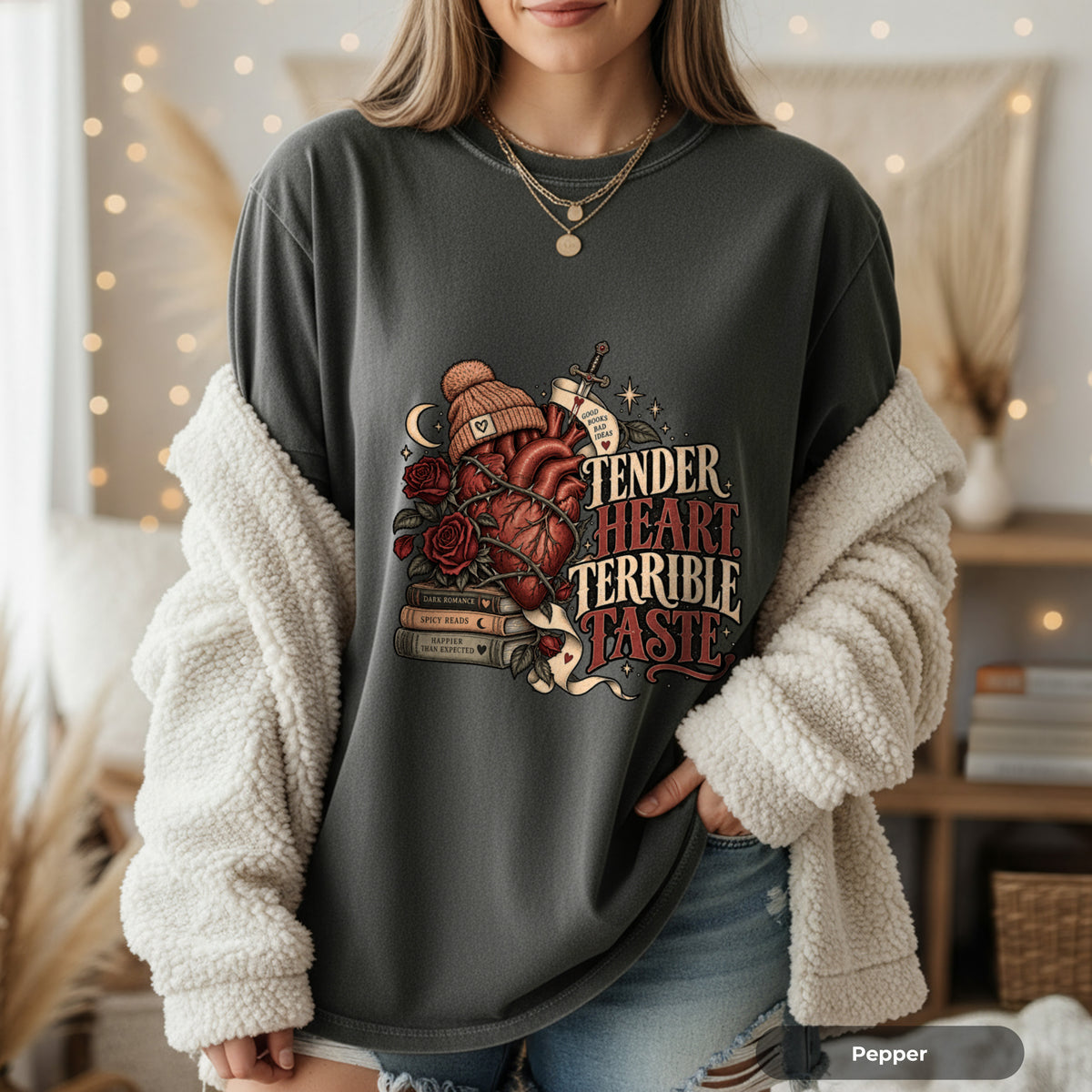 Graphic T-Shirt — “Tender Heart Terrible Taste” Vintage Tattoo Heart Design