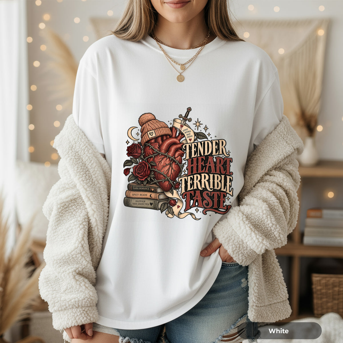 Graphic T-Shirt — “Tender Heart Terrible Taste” Vintage Tattoo Heart Design