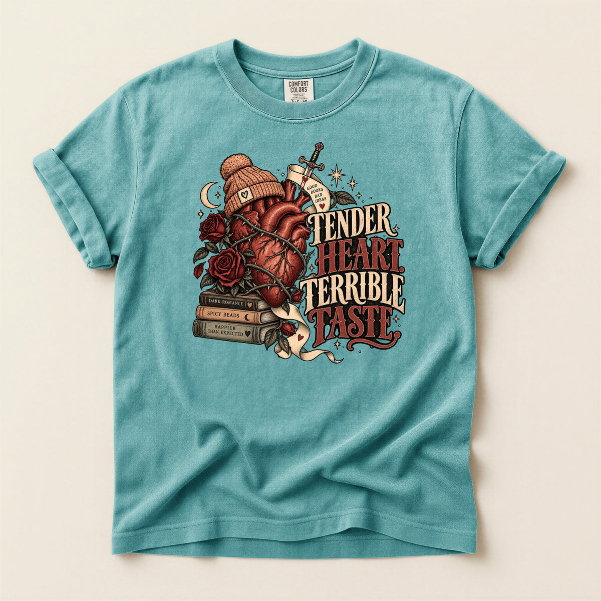 Graphic T-Shirt — “Tender Heart Terrible Taste” Vintage Tattoo Heart Design