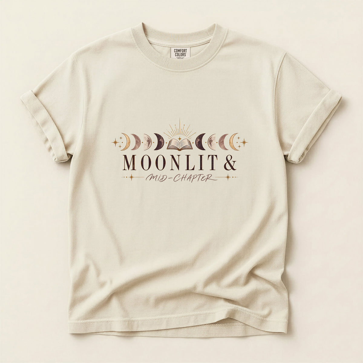 Moon Phases Graphic T-Shirt — "Moonlit & New Chapter" Minimalist Lunar Tee