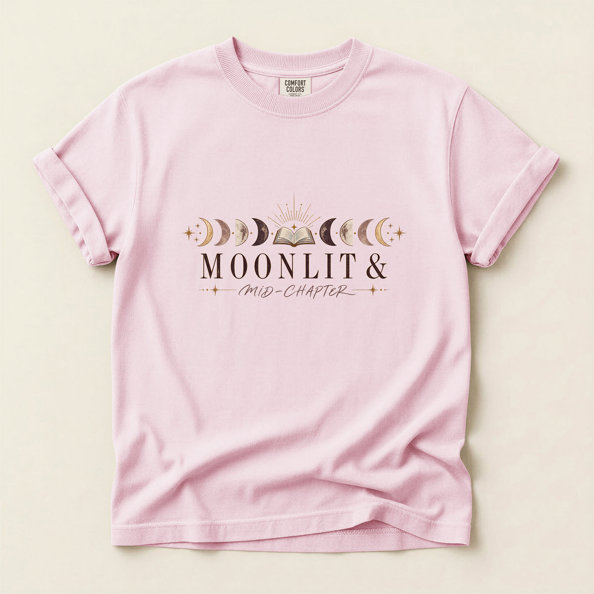 Moon Phases Graphic T-Shirt — "Moonlit & New Chapter" Minimalist Lunar Tee