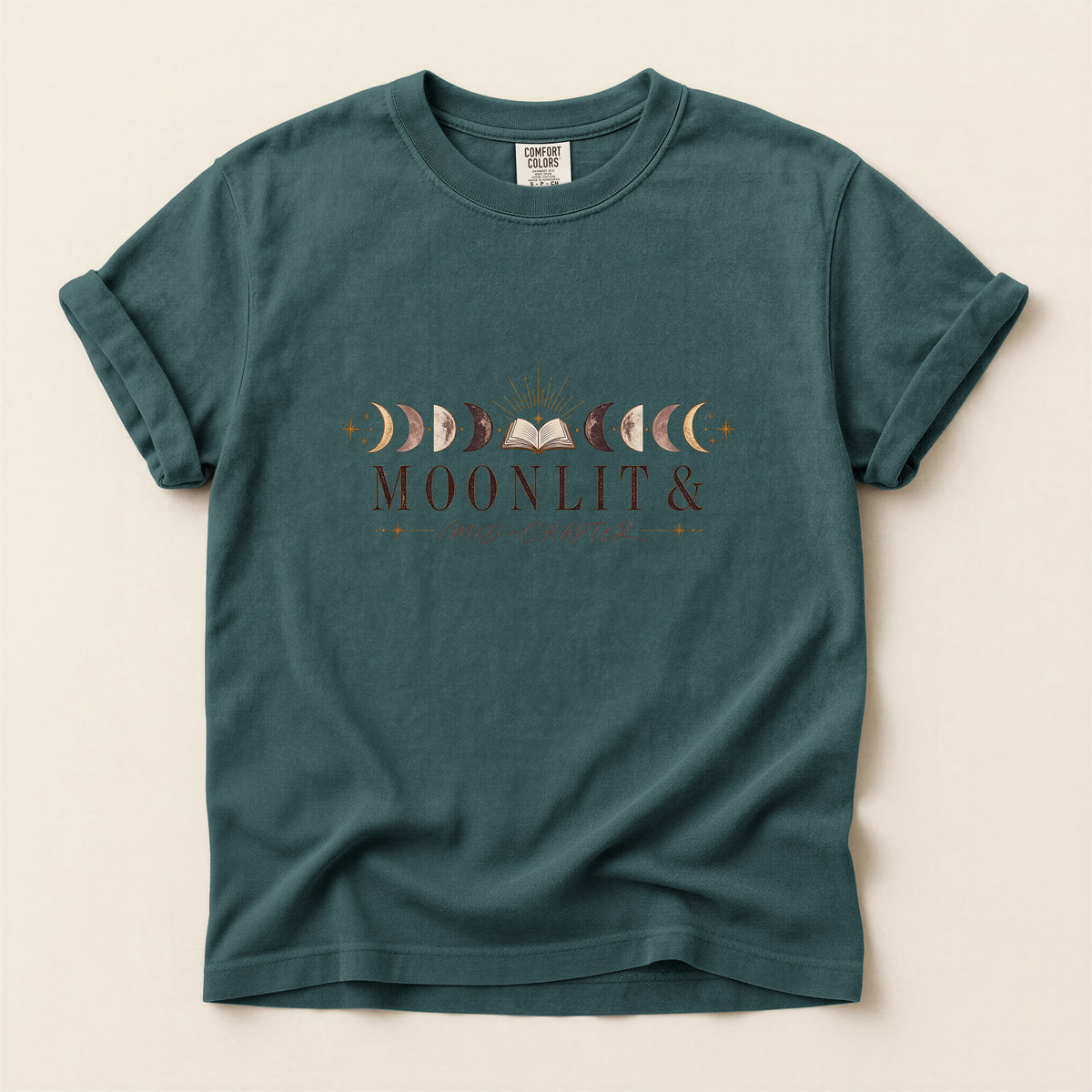 Moon Phases Graphic T-Shirt — "Moonlit & New Chapter" Minimalist Lunar Tee