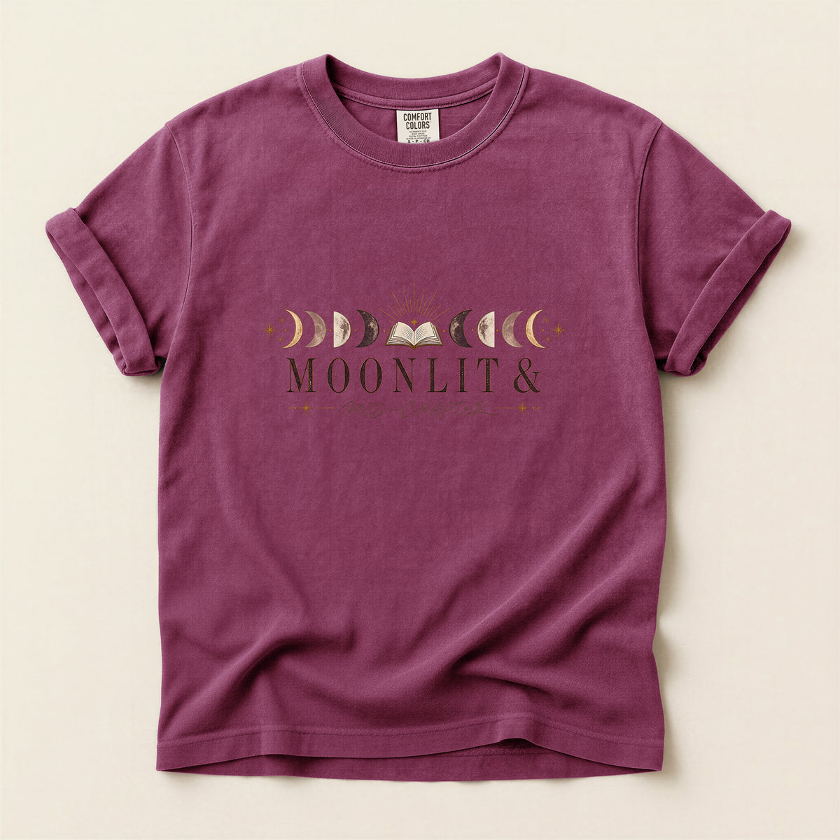 Moon Phases Graphic T-Shirt — "Moonlit & New Chapter" Minimalist Lunar Tee