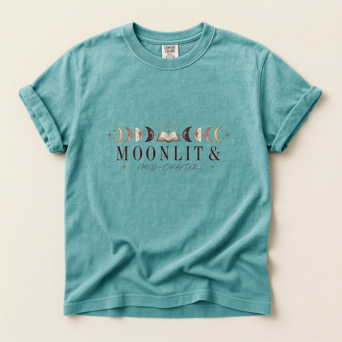 Moon Phases Graphic T-Shirt — "Moonlit & New Chapter" Minimalist Lunar Tee