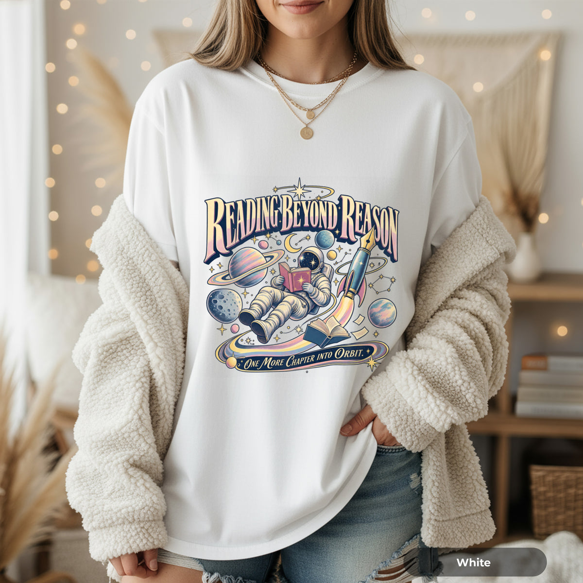 Reading Beyond Reason Astronaut Book T-Shirt