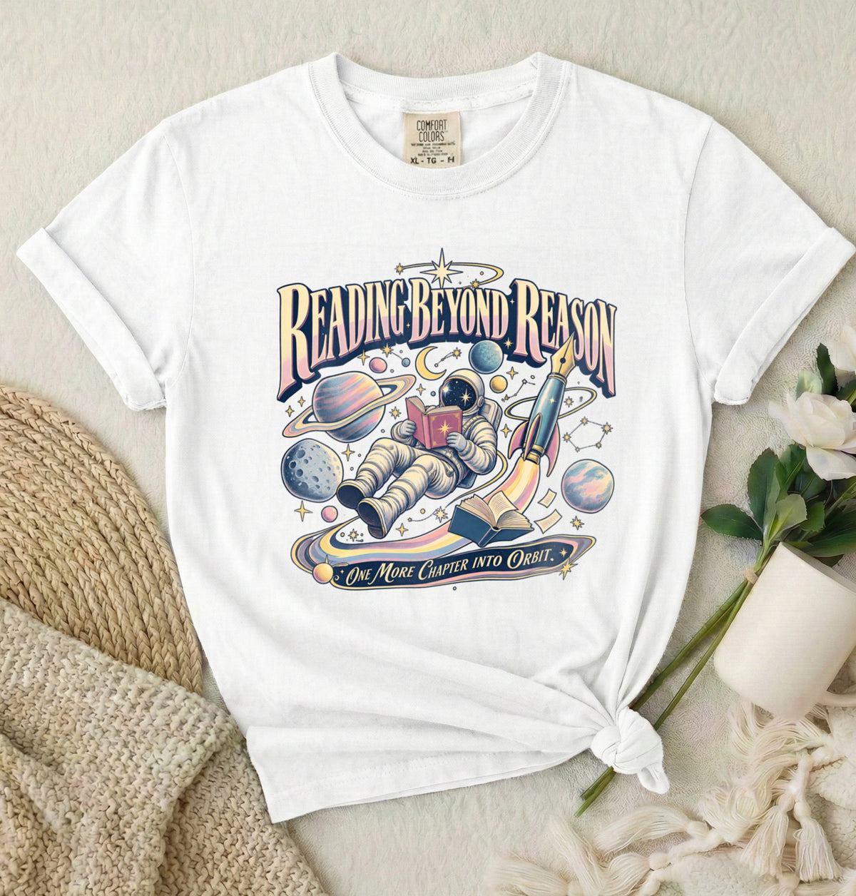 Reading Beyond Reason Astronaut Book T-Shirt