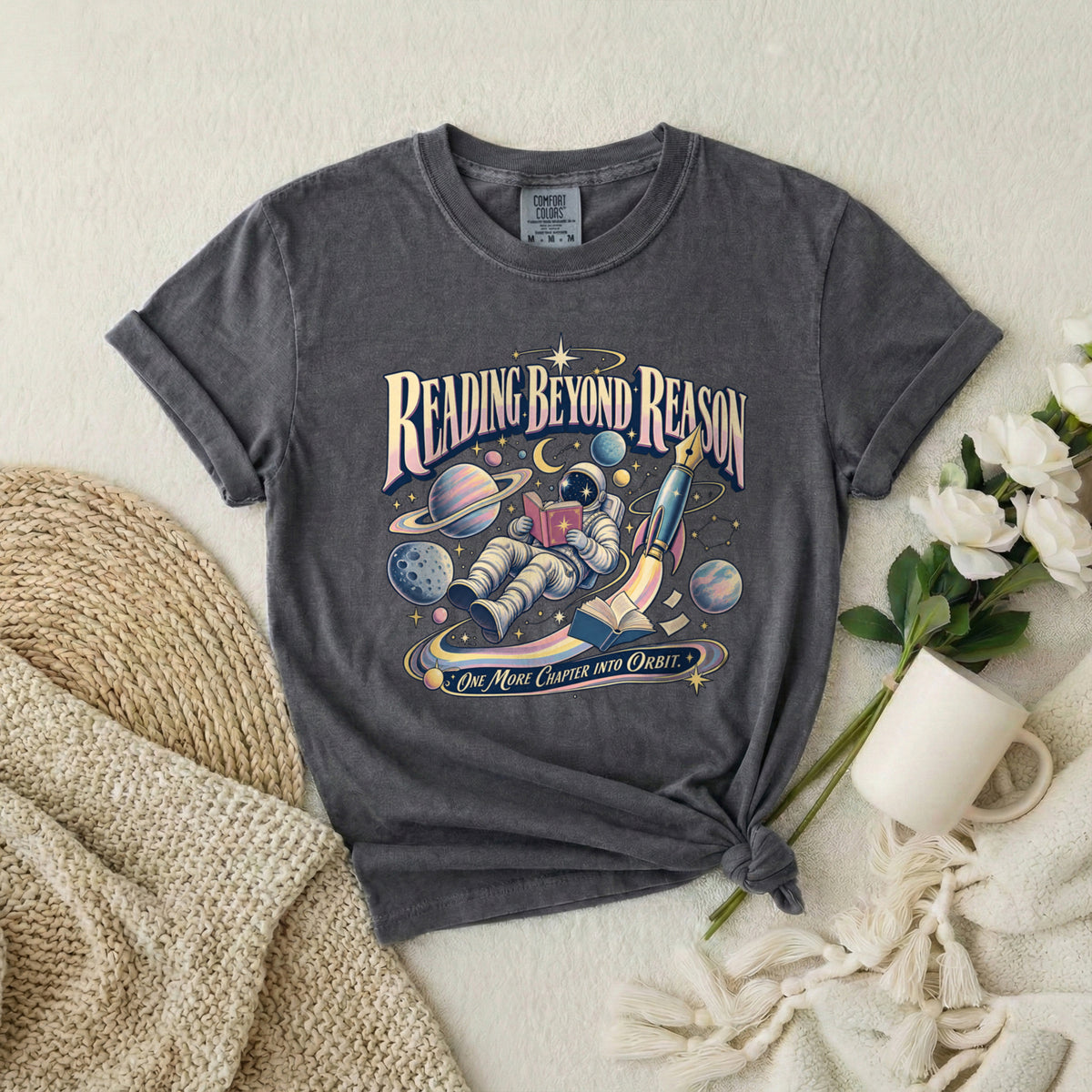 Reading Beyond Reason Astronaut Book T-Shirt