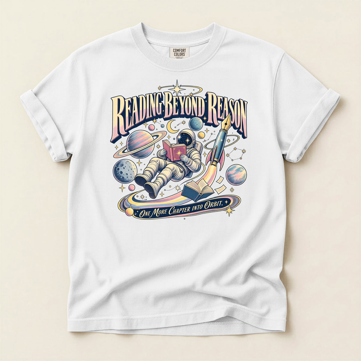 Reading Beyond Reason Astronaut Book T-Shirt