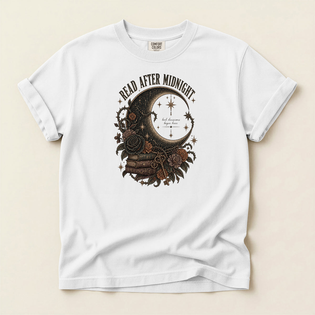 Read After Midnight Gothic Moon and Roses T-Shirt