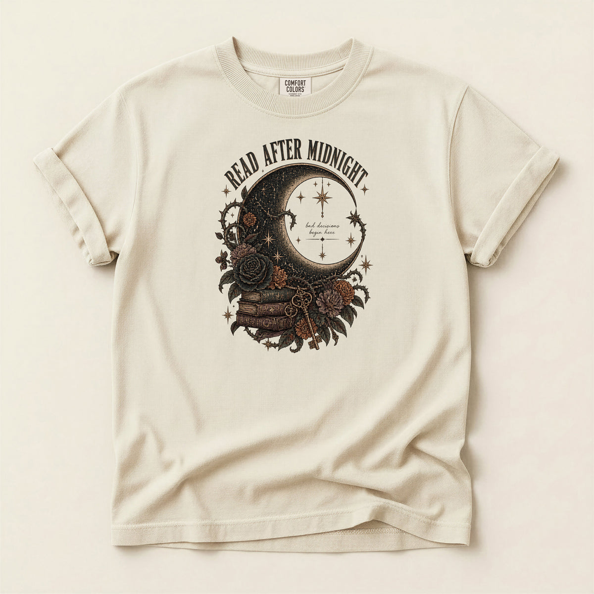 Read After Midnight Gothic Moon and Roses T-Shirt