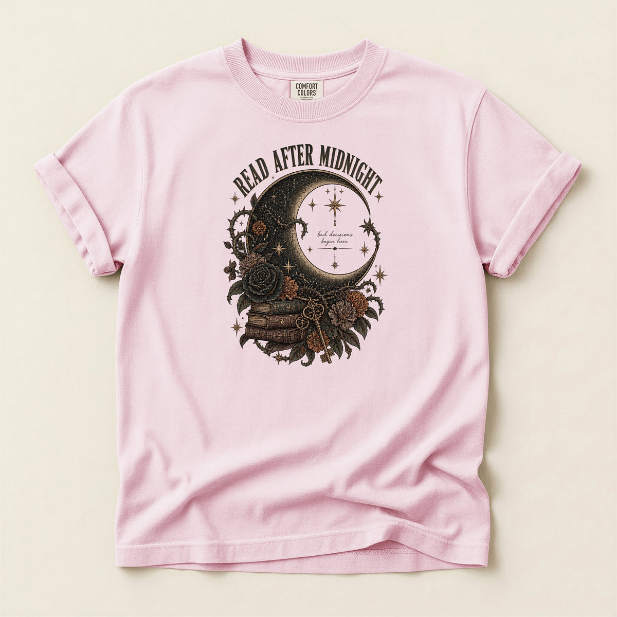 Read After Midnight Gothic Moon and Roses T-Shirt