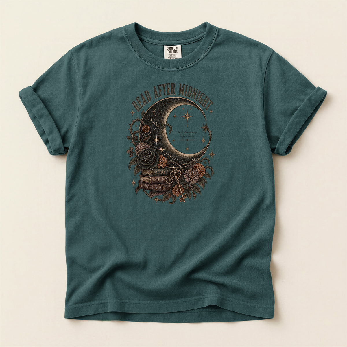 Read After Midnight Gothic Moon and Roses T-Shirt