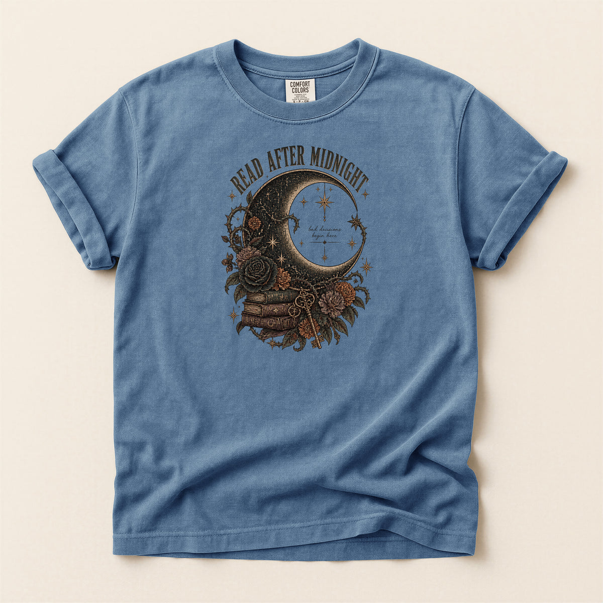 Read After Midnight Gothic Moon and Roses T-Shirt