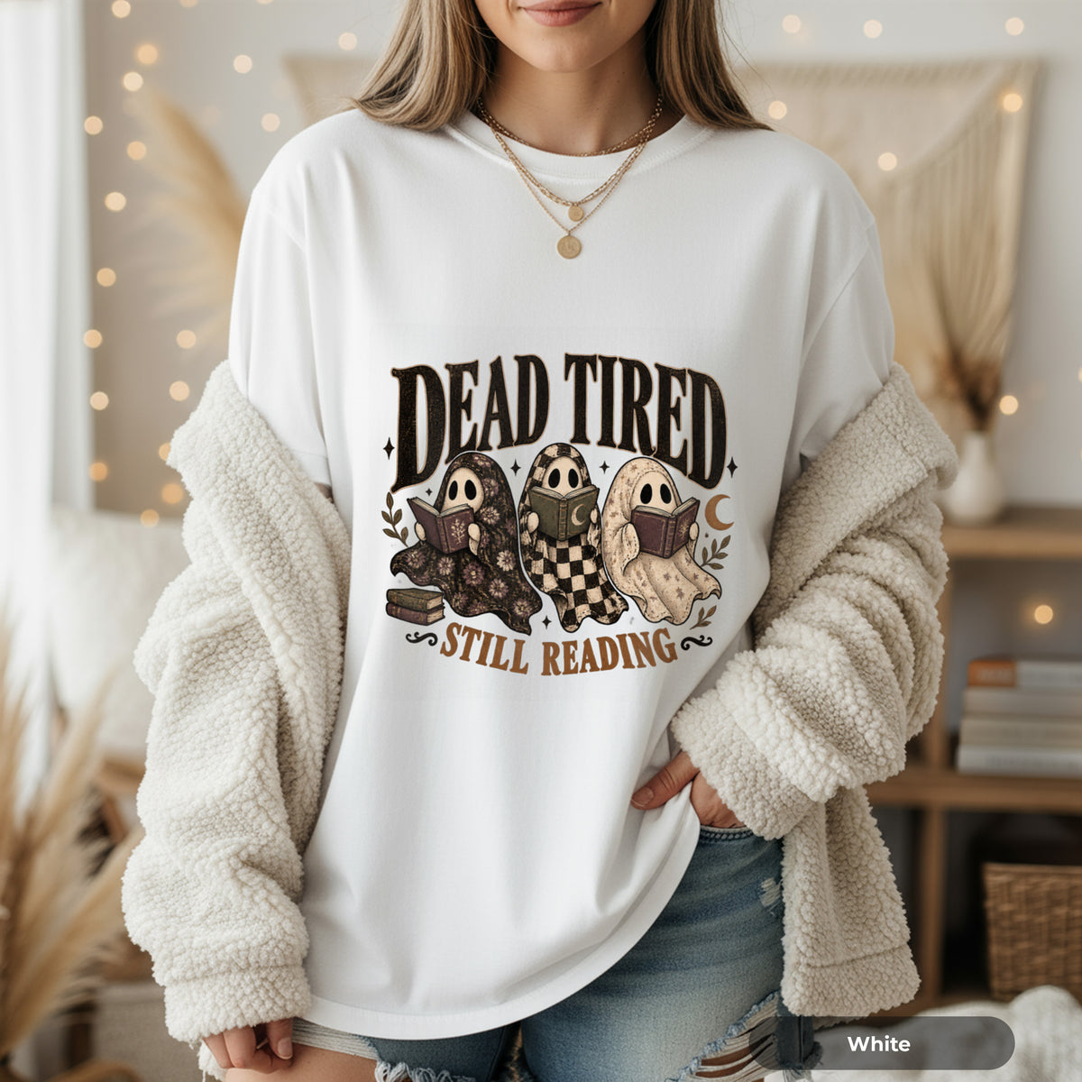 Dead Tired Still Reading Book Lover T-Shirt