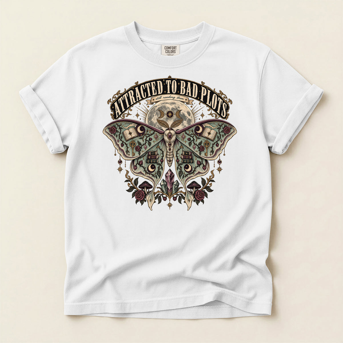 Attracted to Bad Plots Moth Graphic T-Shirt