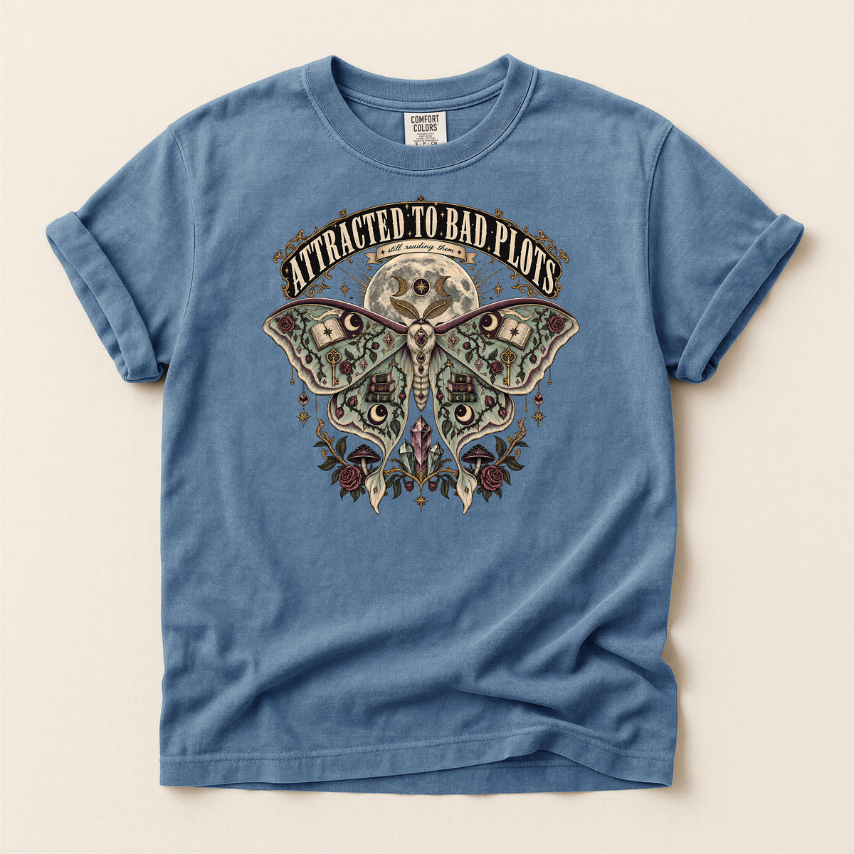 Attracted to Bad Plots Moth Graphic T-Shirt