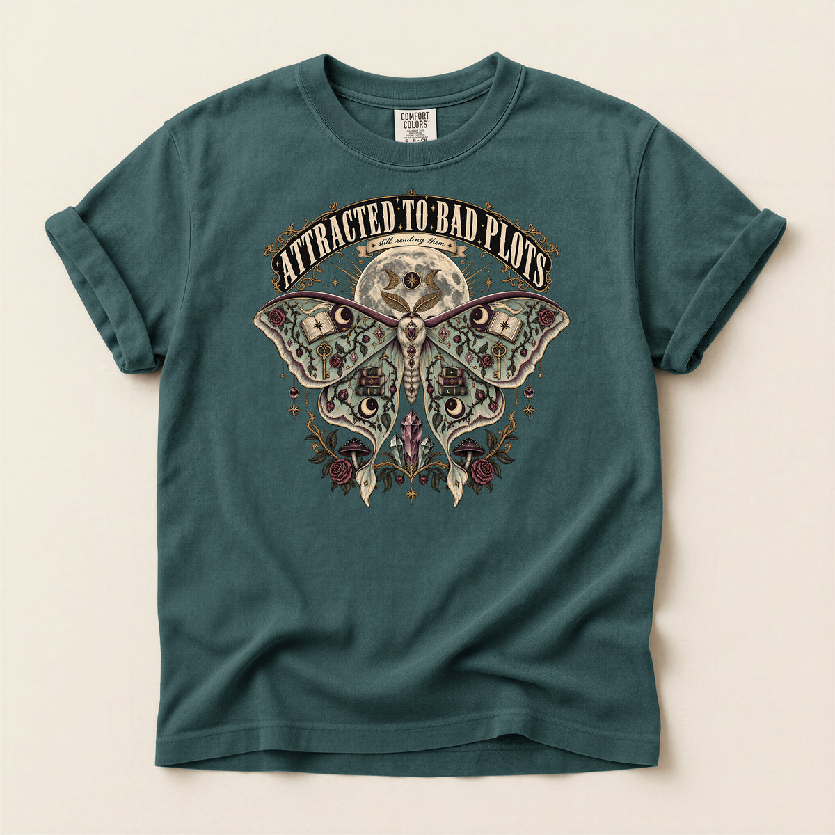 Attracted to Bad Plots Moth Graphic T-Shirt