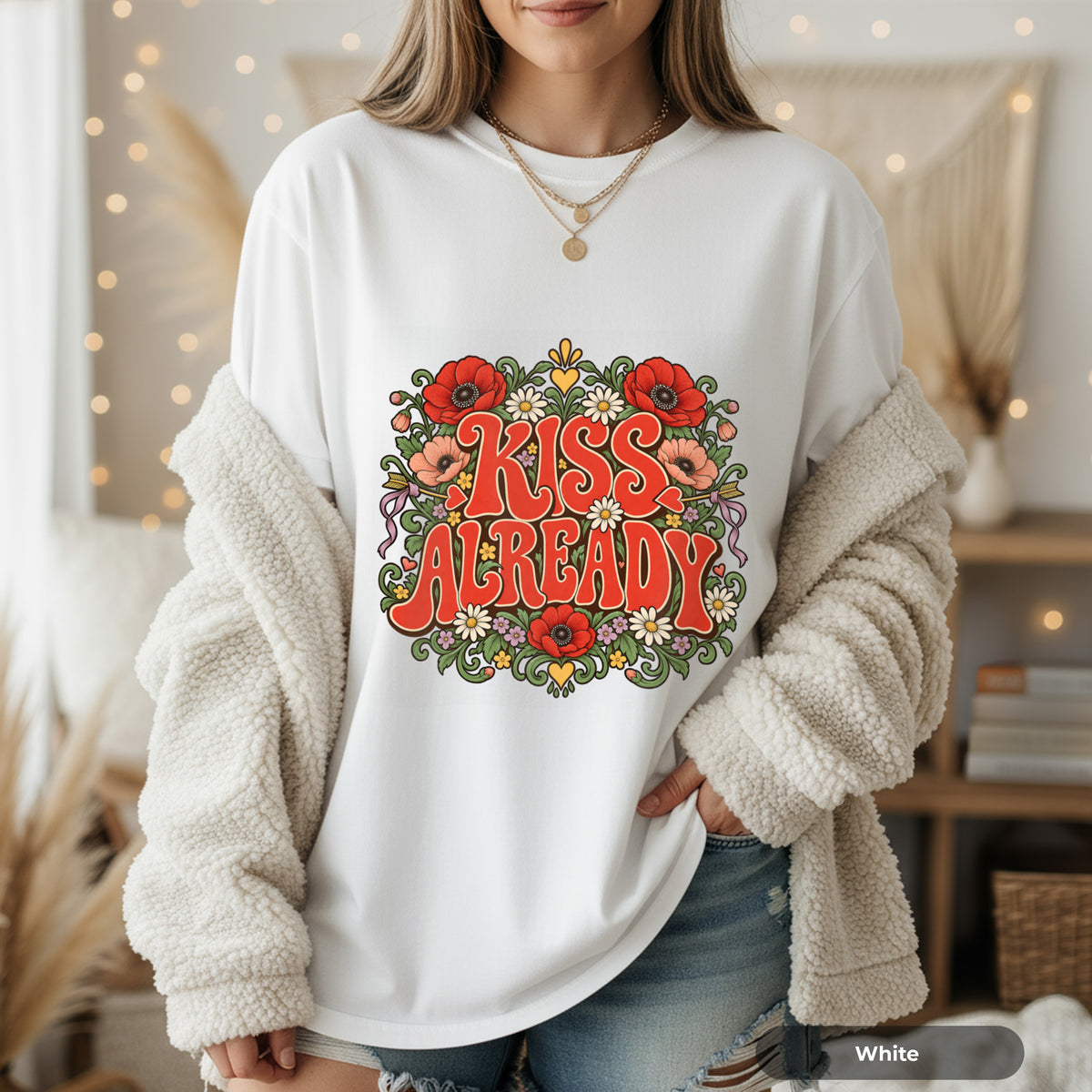 Kiss Already Floral Graphic T-Shirt