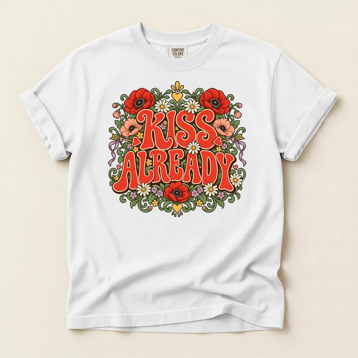 Kiss Already Floral Graphic T-Shirt