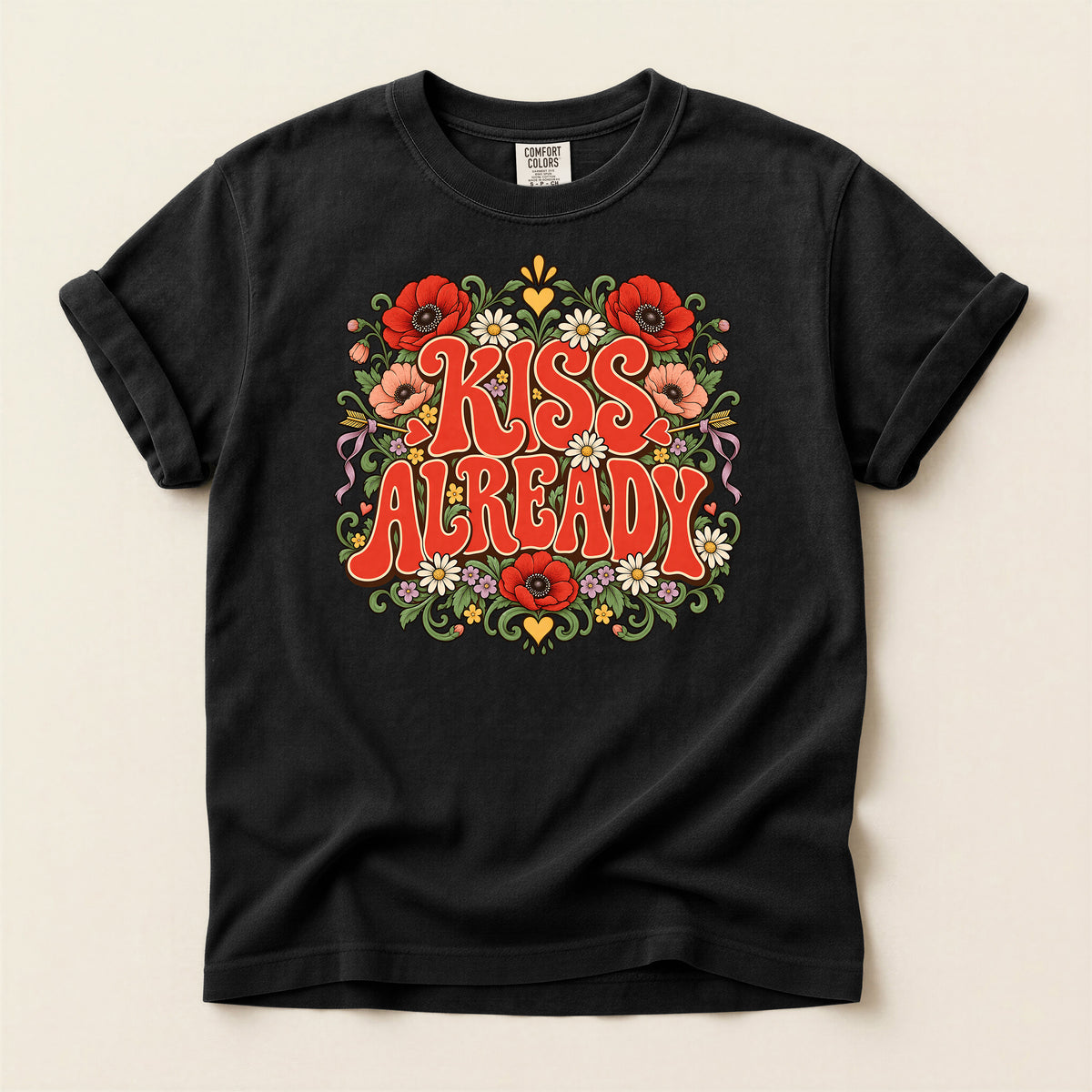 Kiss Already Floral Graphic T-Shirt