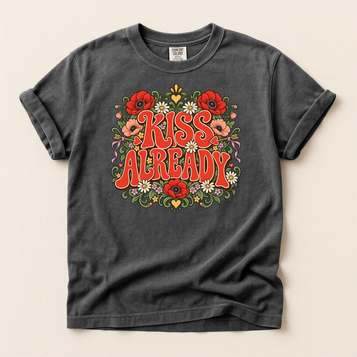 Kiss Already Floral Graphic T-Shirt