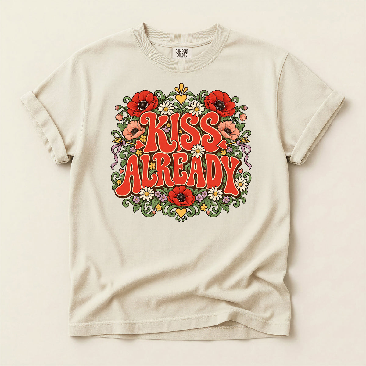 Kiss Already Floral Graphic T-Shirt
