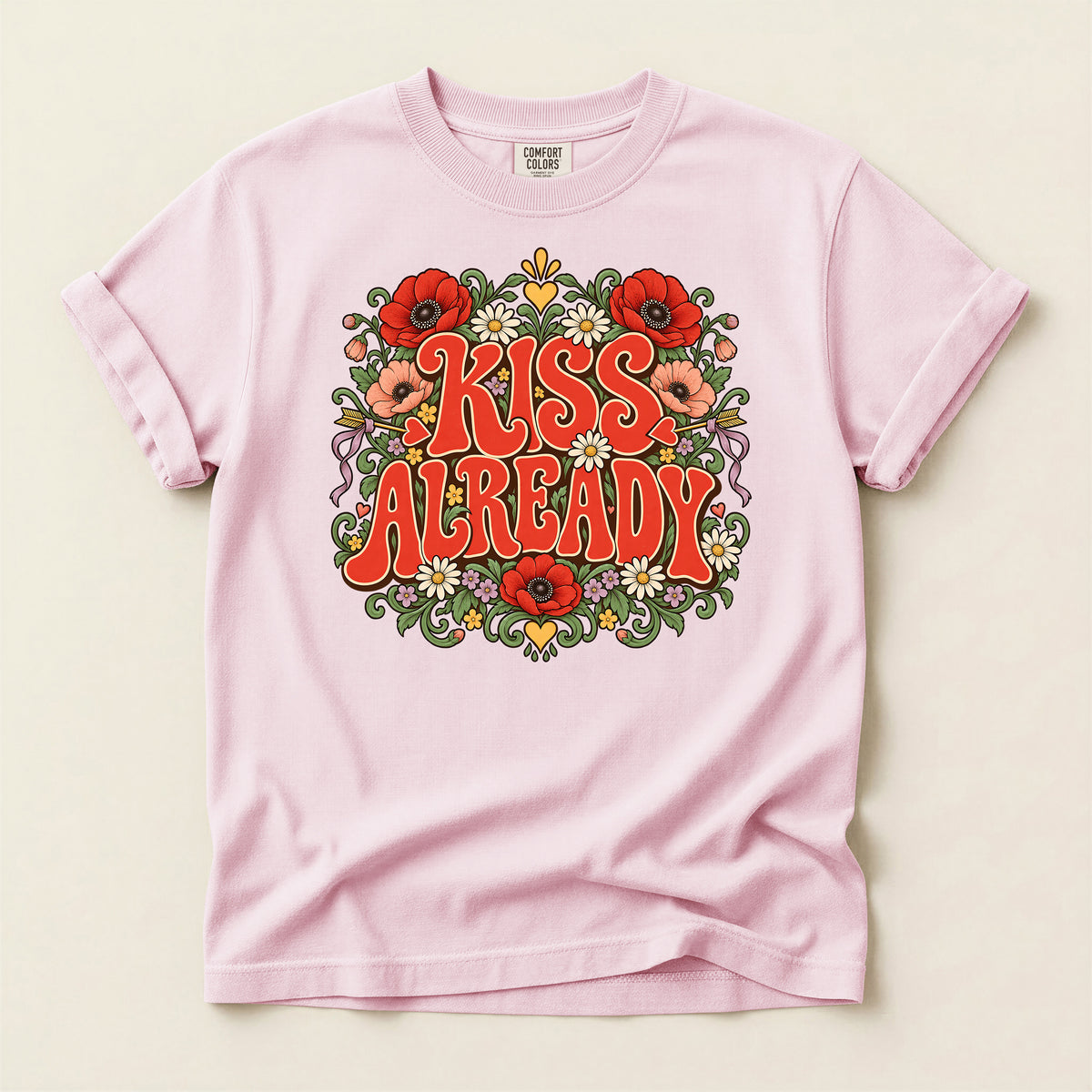 Kiss Already Floral Graphic T-Shirt