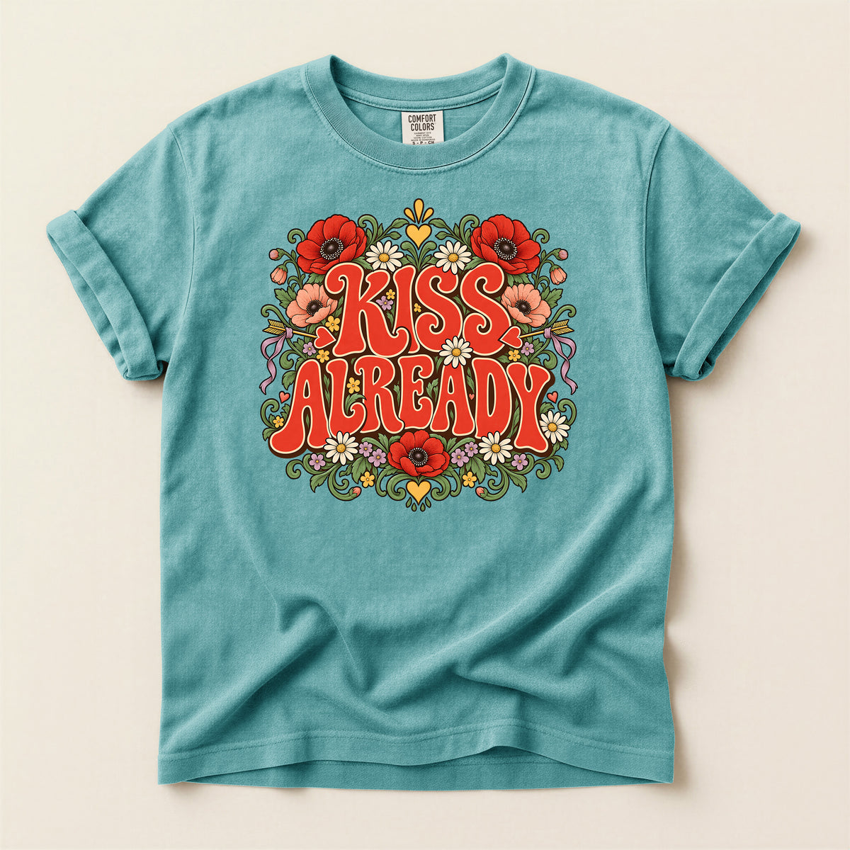 Kiss Already Floral Graphic T-Shirt