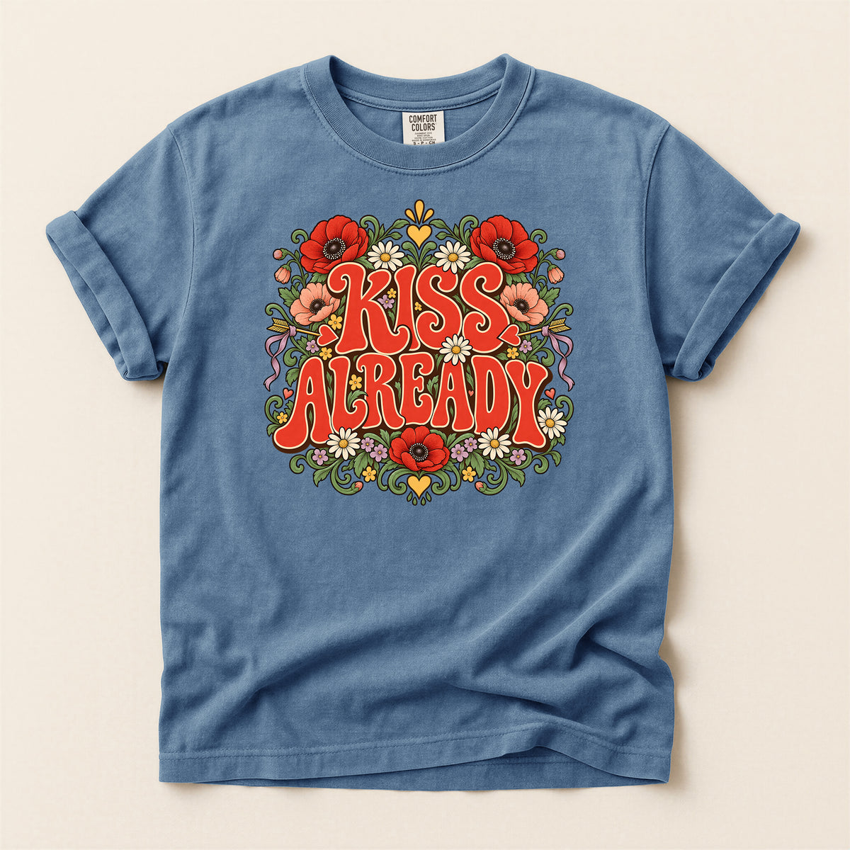 Kiss Already Floral Graphic T-Shirt