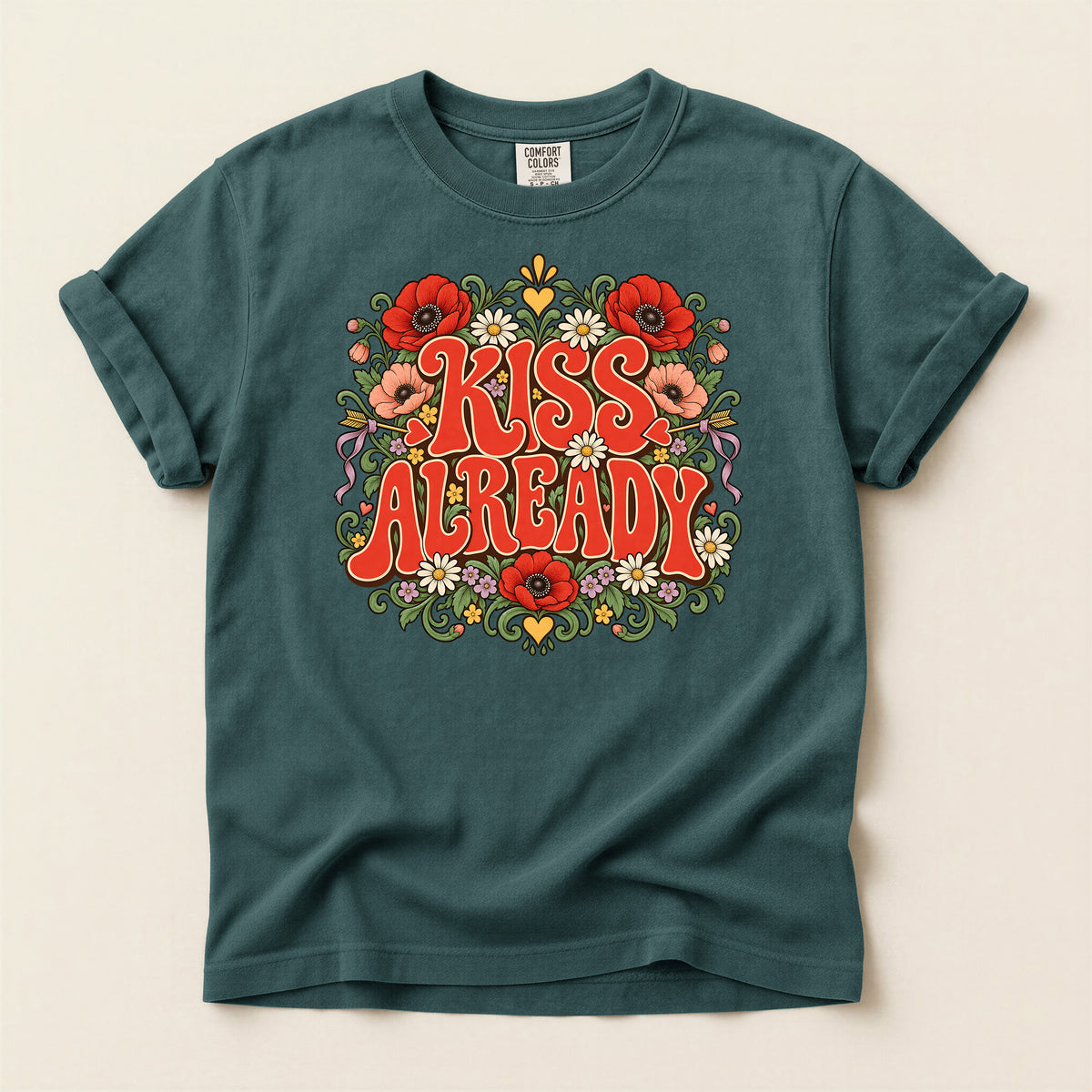 Kiss Already Floral Graphic T-Shirt