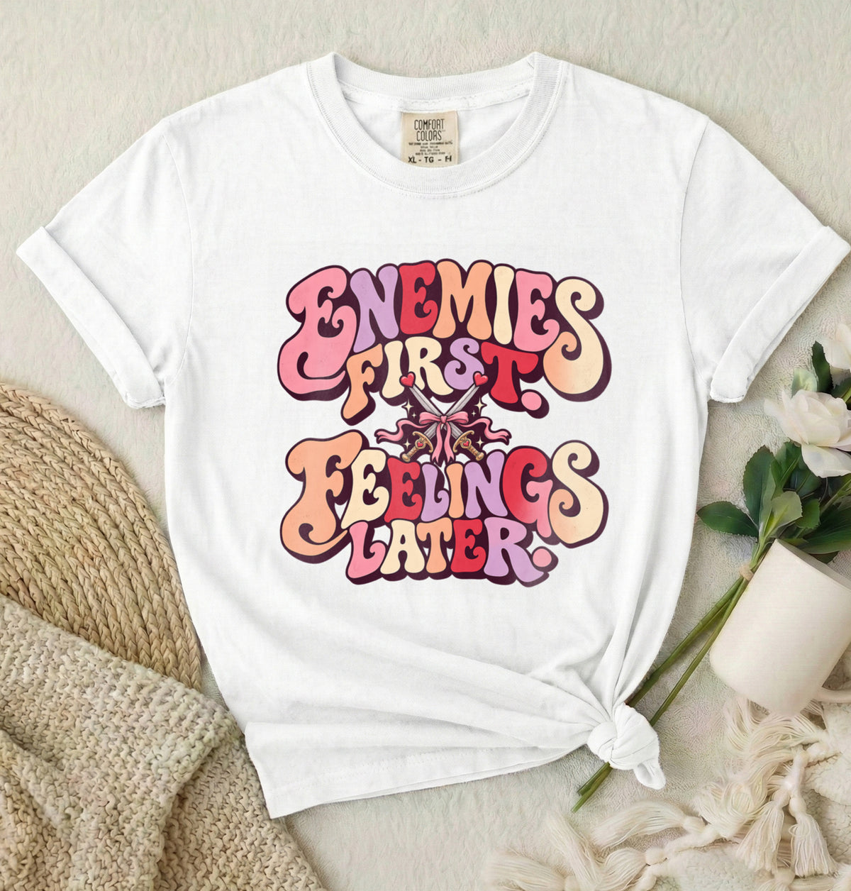 Enemies First, Feelings Later Graphic T-Shirt