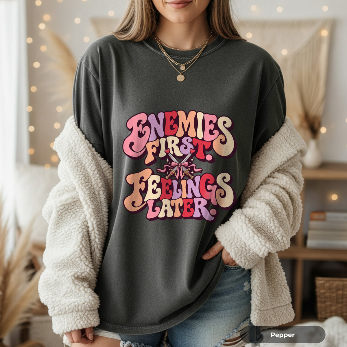 Enemies First, Feelings Later Graphic T-Shirt