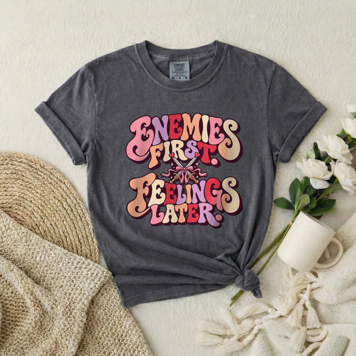 Enemies First, Feelings Later Graphic T-Shirt