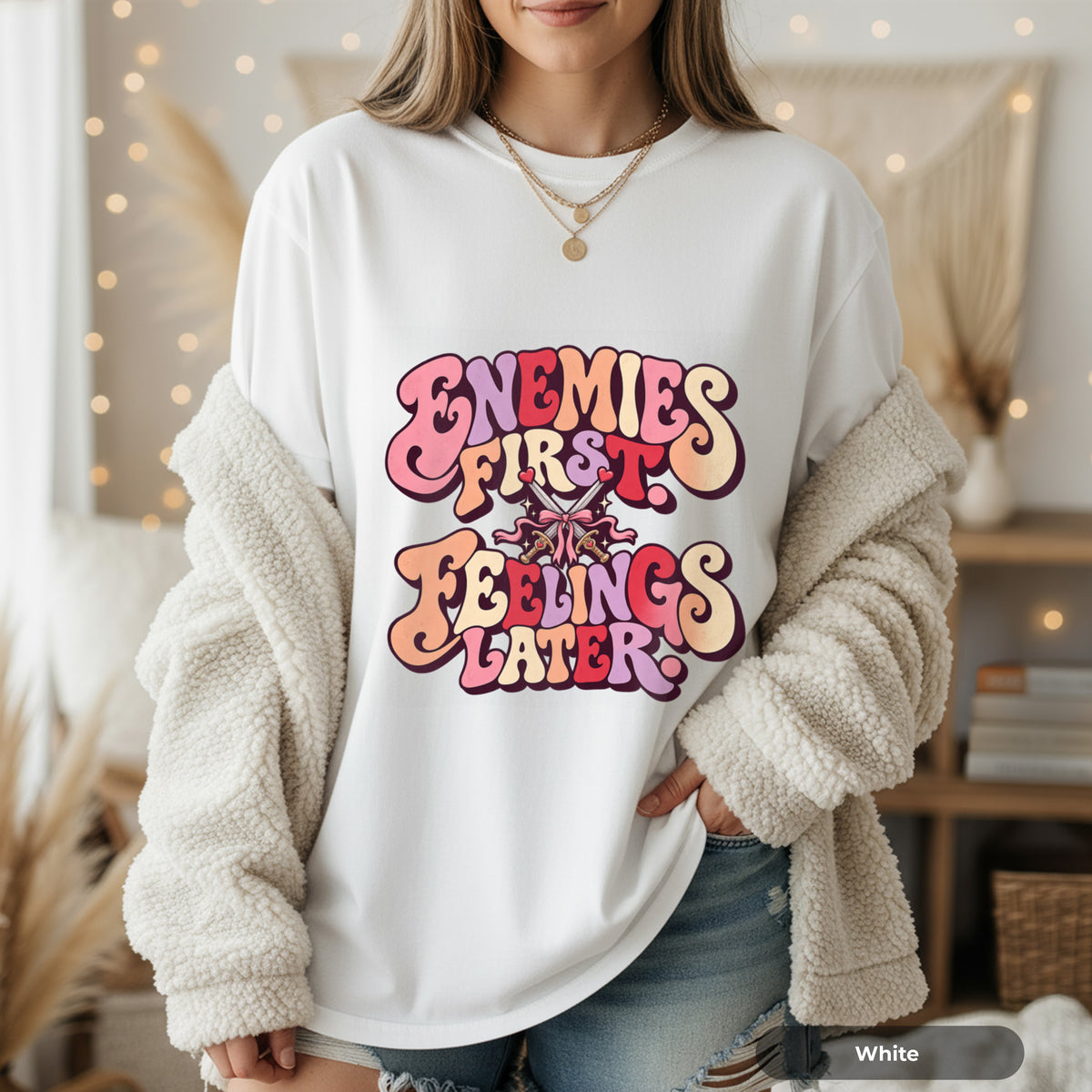 Enemies First, Feelings Later Graphic T-Shirt