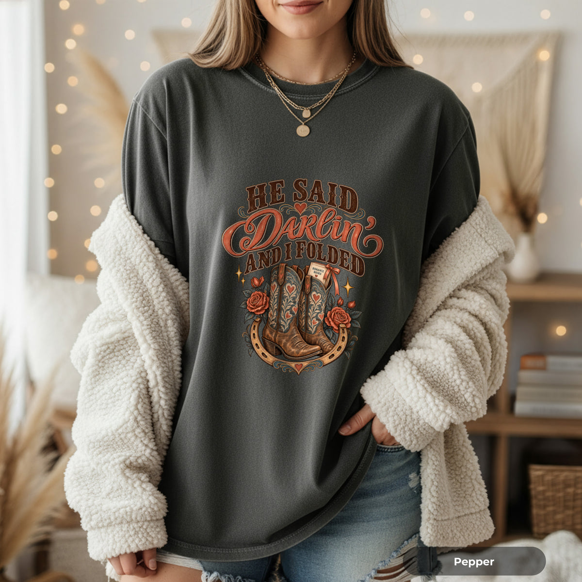 He Said Darwin and I Folded Cowboy Boots Western T-Shirt