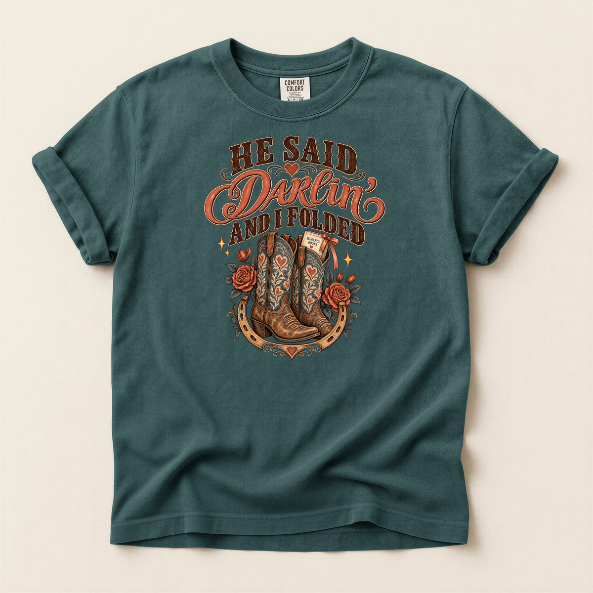He Said Darwin and I Folded Cowboy Boots Western T-Shirt