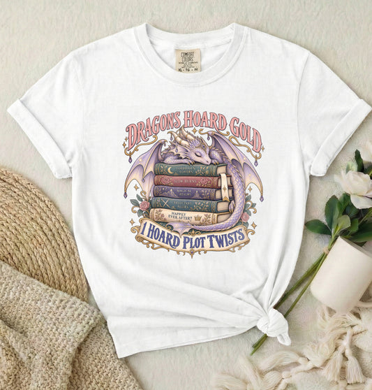 Dragons Hoard Gold “I Hoard Plot Twists” Bookworm T-Shirt