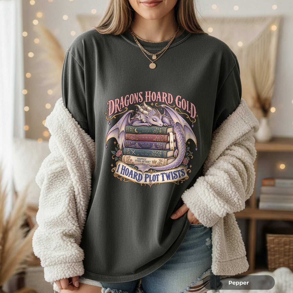 Dragons Hoard Gold “I Hoard Plot Twists” Bookworm T-Shirt