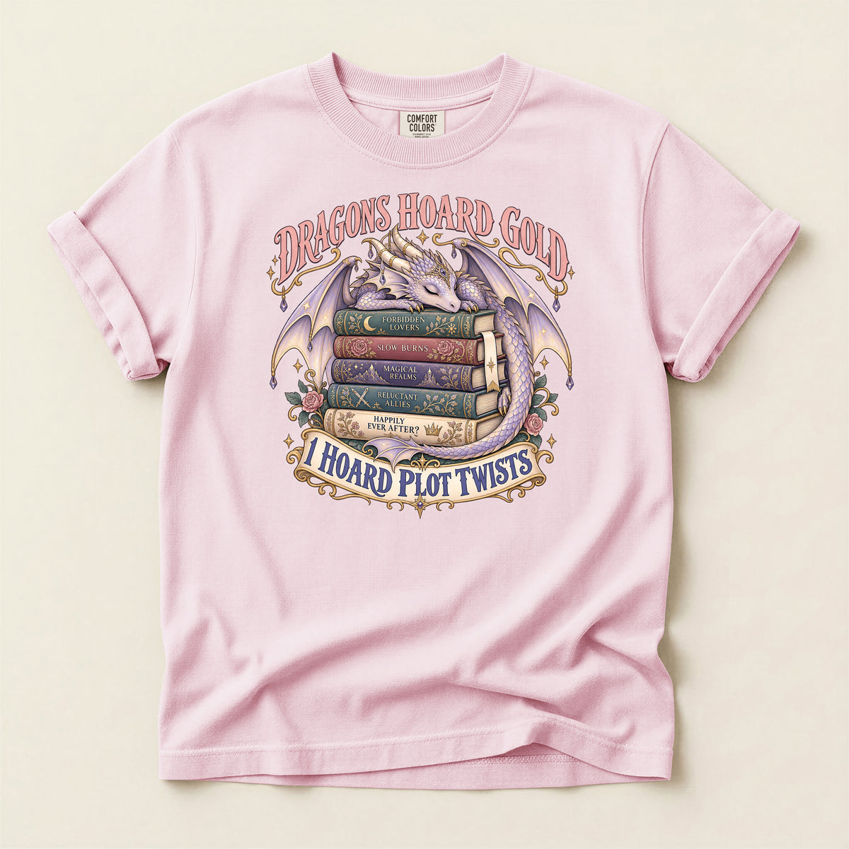 Dragons Hoard Gold “I Hoard Plot Twists” Bookworm T-Shirt